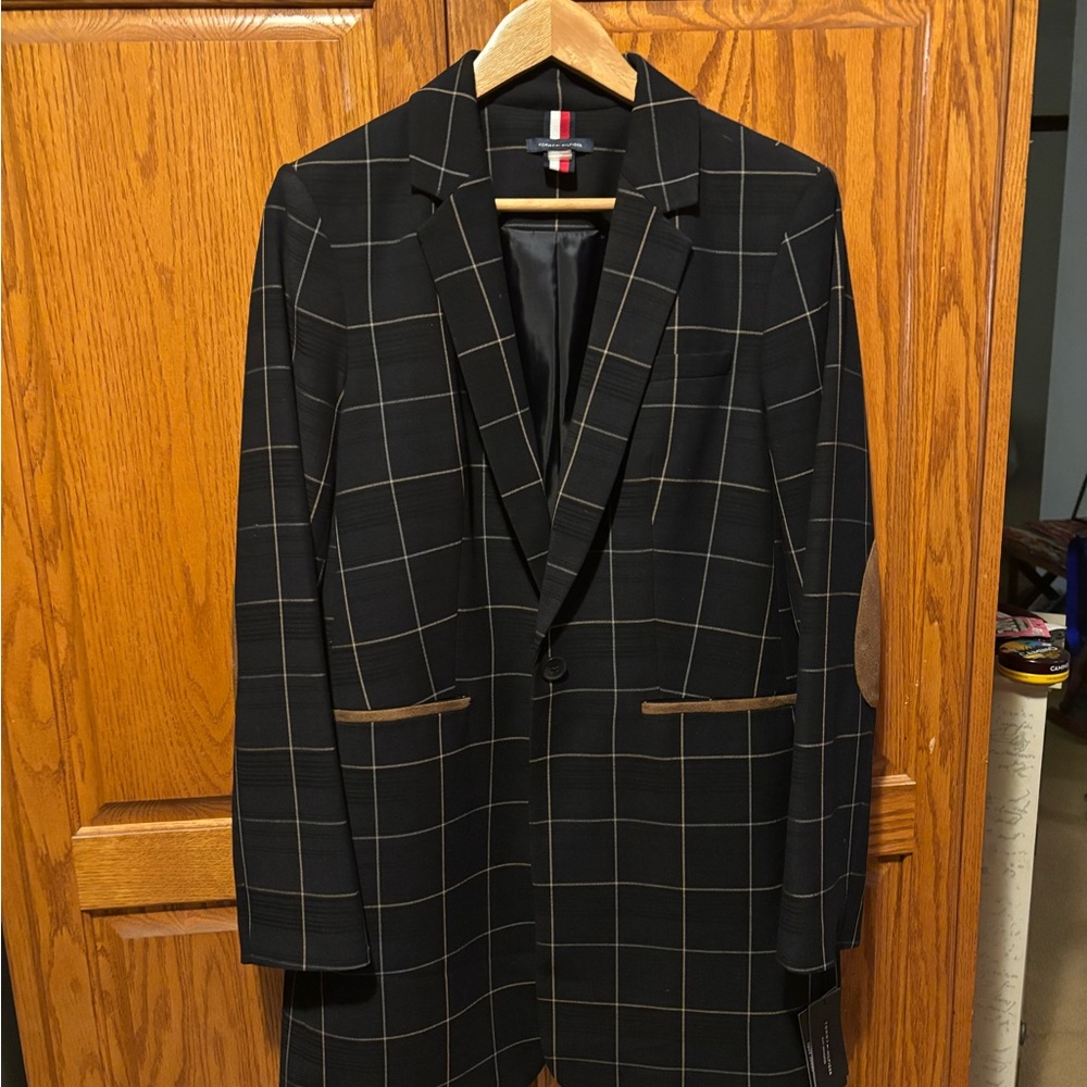 Tommy Hilfiger Black and Tan Plaid Blazer